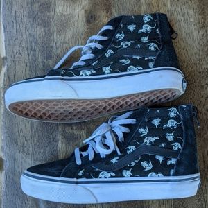 Vans High Top Dinosaur Zipper Back Black Shoes 1